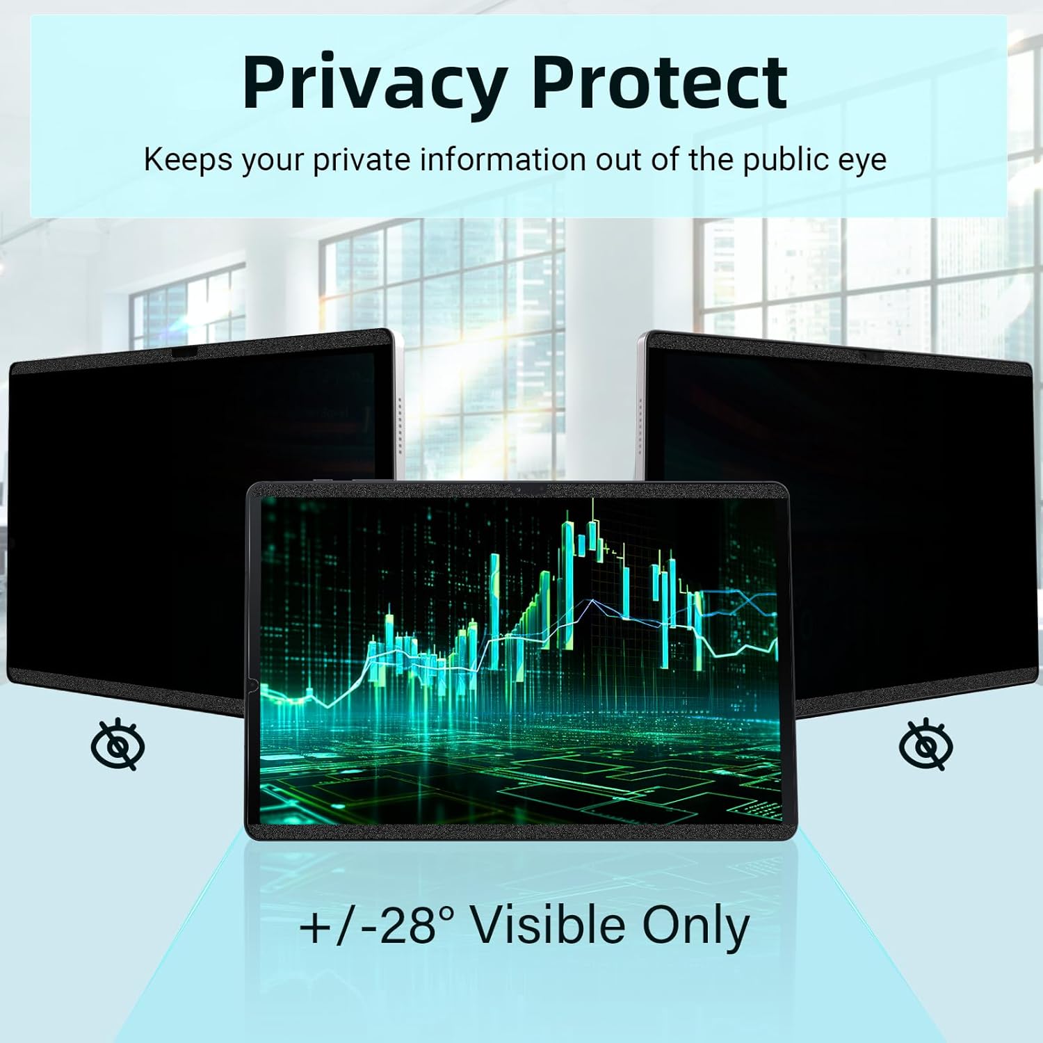 Magnetic Privacy Screen Protector for Samsung Galaxy Tab S9 Plus/Tab S9 FE  Plus/S7 FE 5G / S8/S7 Plus 12.4 Inch Filter Anti Glare Blue Light Screen Film,Bubble Free Shield,Scratch Resistant Guard